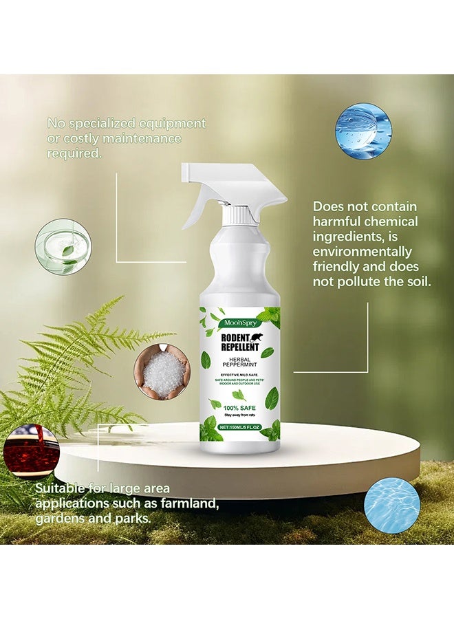 MOONSPRY Rats Repellent Spray, Rodent Repellent, 100% Natural Repel Mice, Outdoor Garden Mint Scented Rat Repellent Spray, Use To Prevent, Catch And Repel Rats, Eco-Friendly Mouse Repellent Spray Natural Non-Toxic, 150ml - Image 5